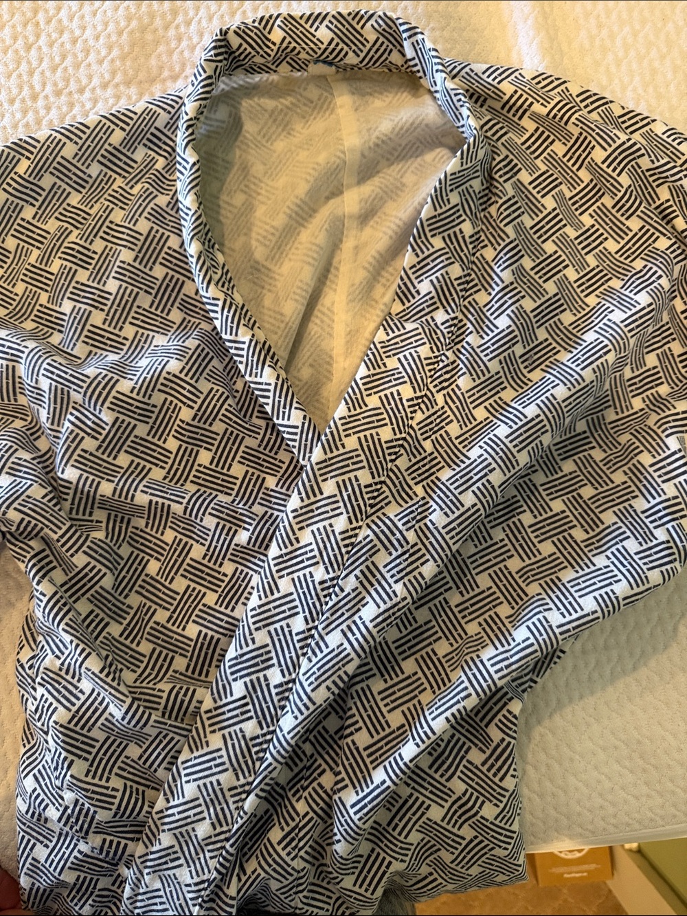 Cotton kimono yukata / robe - navy & White